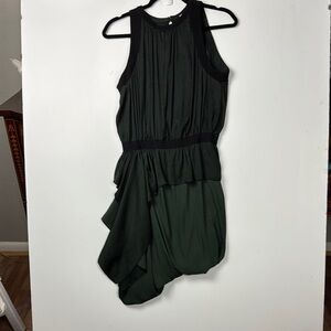 A. L. C. Elegant Black and Dark Green Sleeveless Dress Key hole in front & back